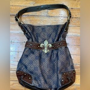 Kathy Van Zeeland Fleur de Lis Hobo Purse